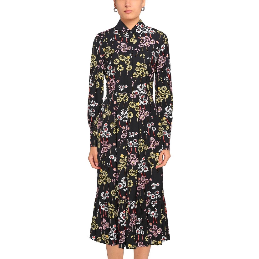 Womens Gorgeous Black Floral Midi Dress